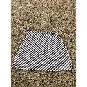 Women’s Athleta Skort / Skirt S Small Striped Grey/ White Pull On Pocket Stretch